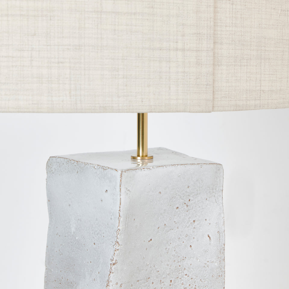 RECTANGULAR WHITE ON RED CLAY TABLE LIGHT