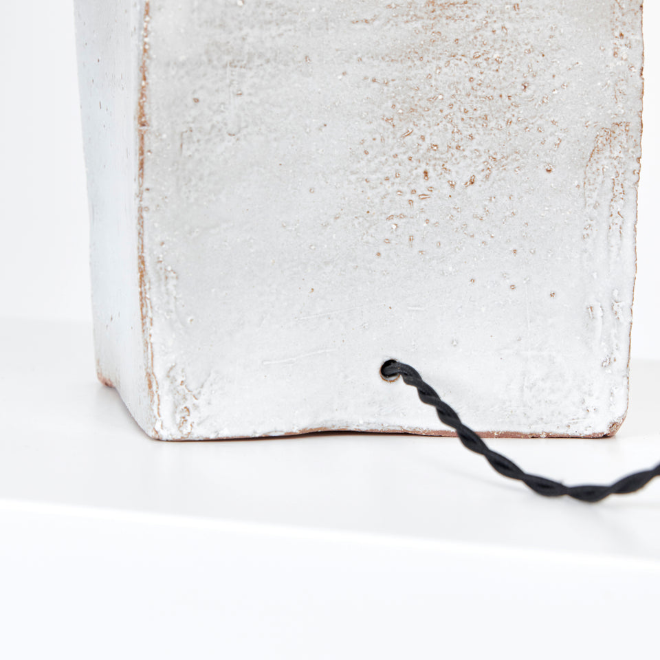 RECTANGULAR WHITE ON RED CLAY TABLE LIGHT