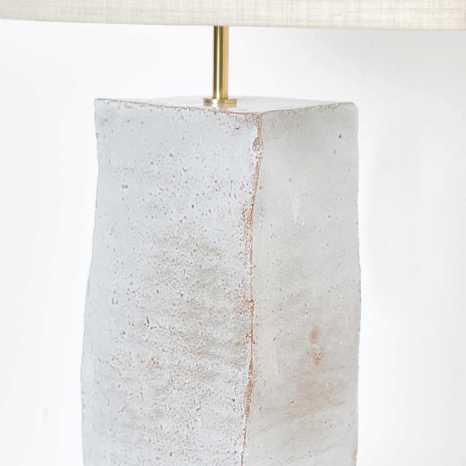RECTANGULAR WHITE ON RED CLAY TABLE LIGHT