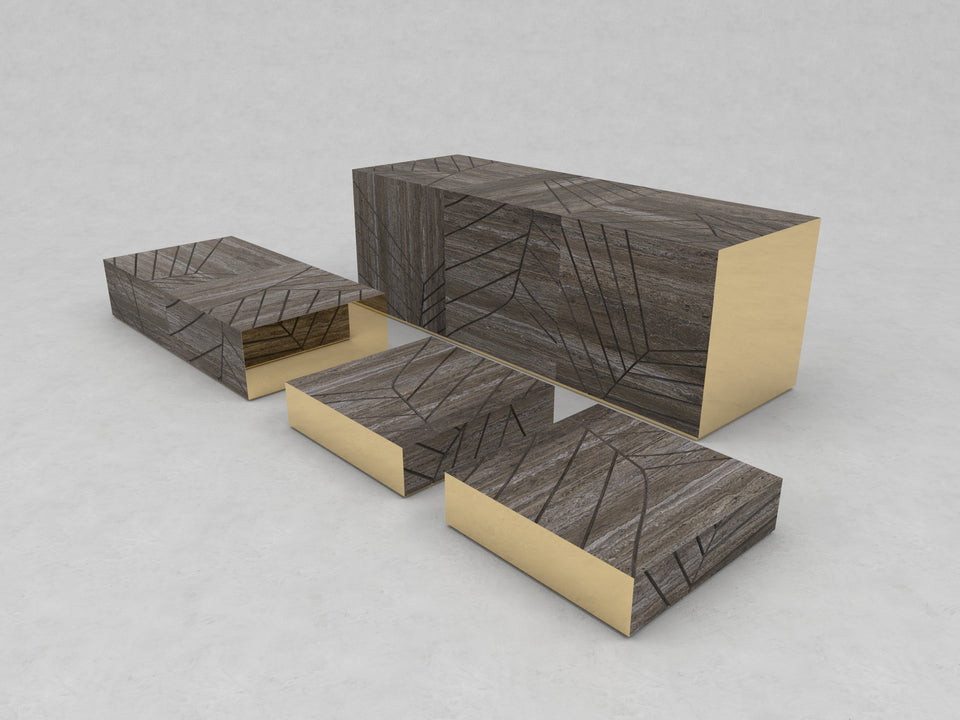 FOGLIE TRAVERTINE TITANIUM AND GOLD R60 - 180, S15, R60 - 120
