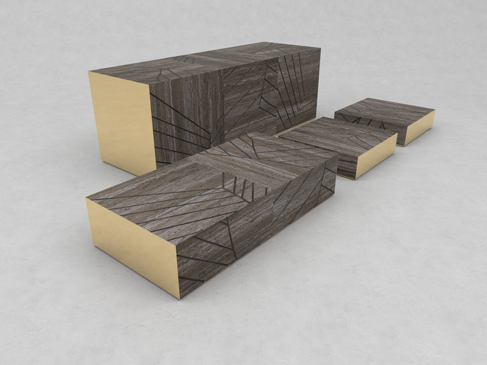 FOGLIE TRAVERTINE TITANIUM AND GOLD R60 - 180, S15, R60 - 120