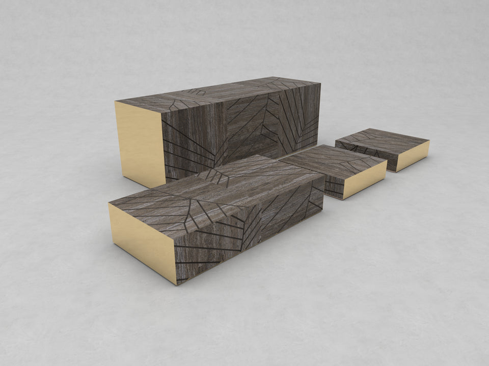 FOGLIE TRAVERTINE TITANIUM AND GOLD R60 - 180, S15, R60 - 120
