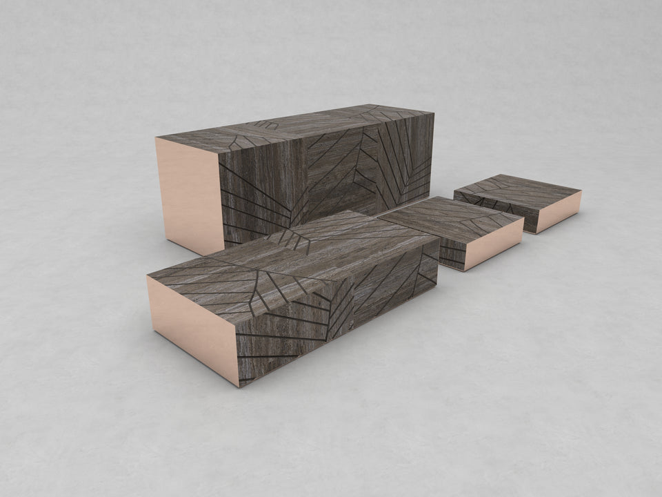 FOGLIE TRAVERTINE TITANIUM AND COPPER R60 - 180, S15, R60 - 120