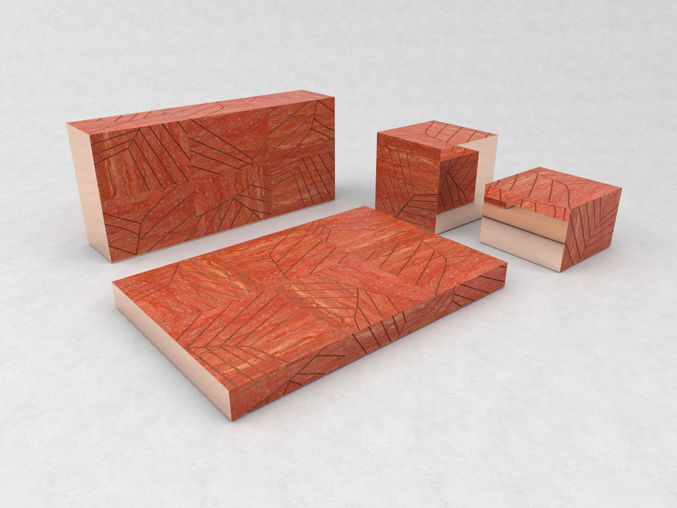 FOGLIE TRAVERTINE RED R80 - 180, S60, S40, R15 - 120 X 180