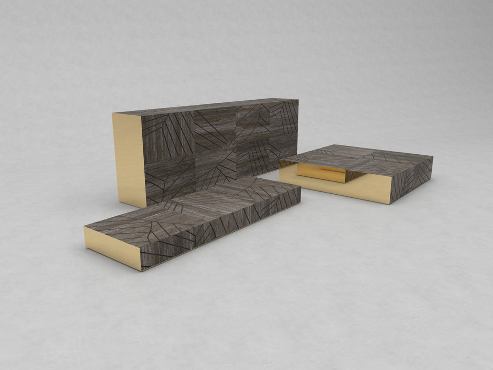 FOGLIE TRAVERTINE TITANIUM AND GOLD R80 - 240, R15 - 180, S25 - 120