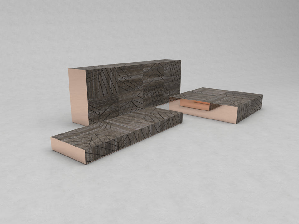FOGLIE TRAVERTINE TITANIUM AND COPPER R80 - 240, R15 - 180, S25 - 120