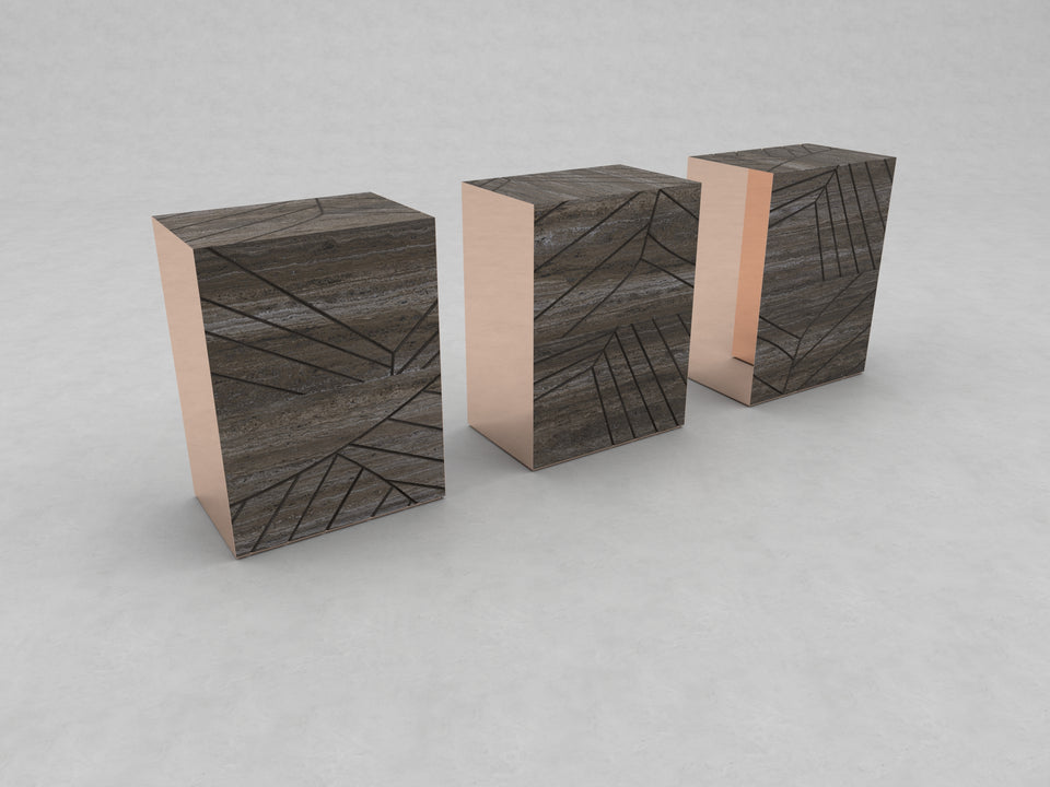 FOGLIE TRAVERTINE TITANIUM AND COPPER R80 - 60