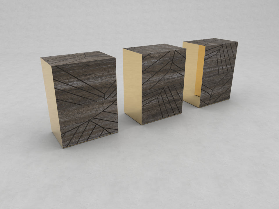 FOGLIE TRAVERTINE TITANIUM AND GOLD R80 - 60