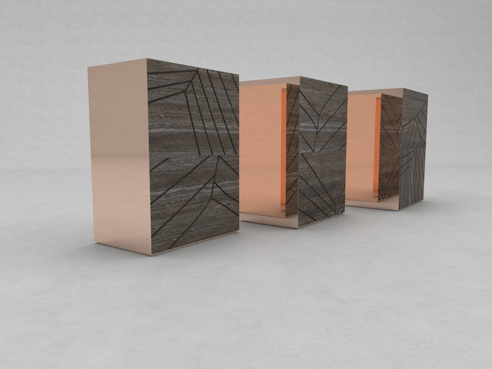 FOGLIE TRAVERTINE TITANIUM AND COPPER R80 - 60