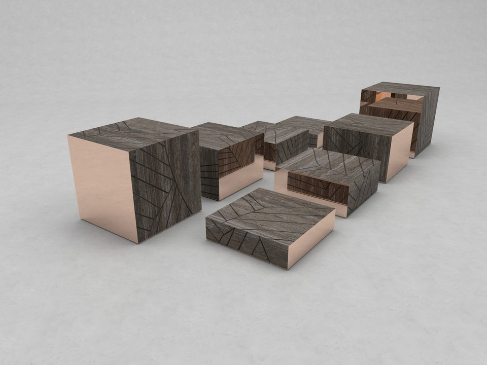 FOGLIE TRAVERTINE TITANIUM AND COPPER S15, S25, S40, S60