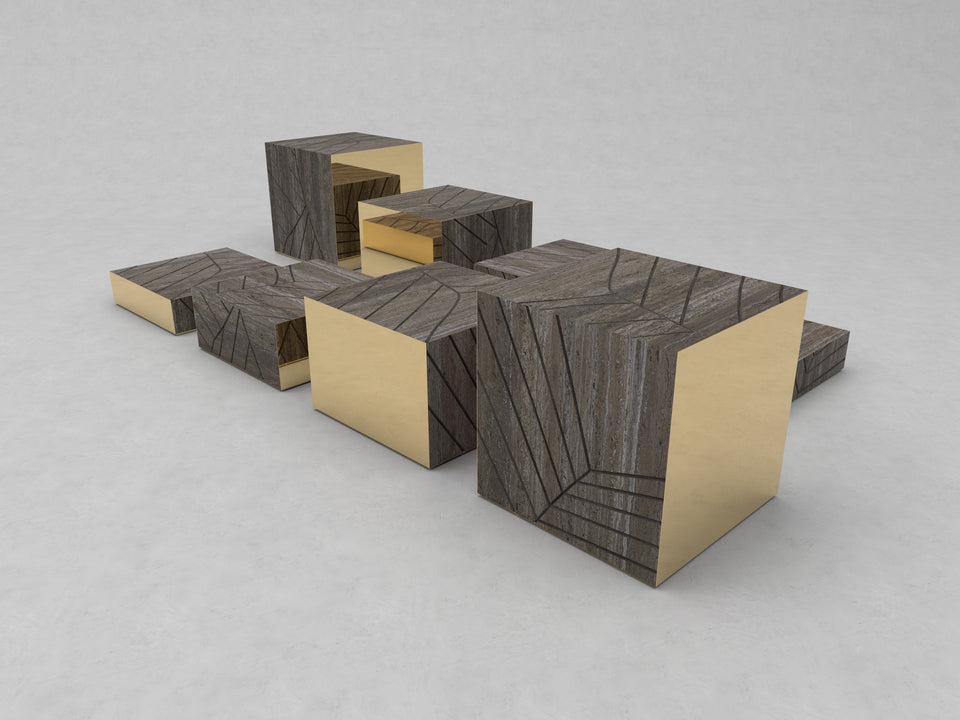 FOGLIE TRAVERTINE TITANIUM AND GOLD S15, S25, S40, S60