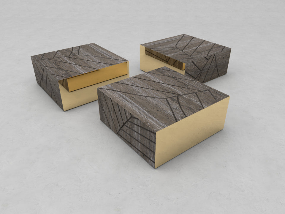 FOGLIE TRAVERTINE TITANIUM AND GOLD S25, S25, S25