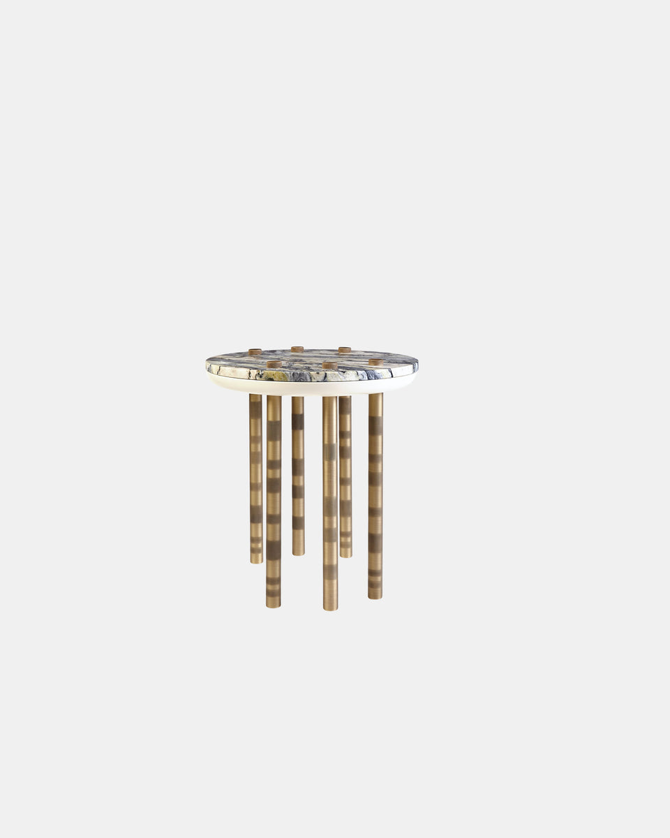 IPANEMA BRASS MARBLE SIDE TABLE