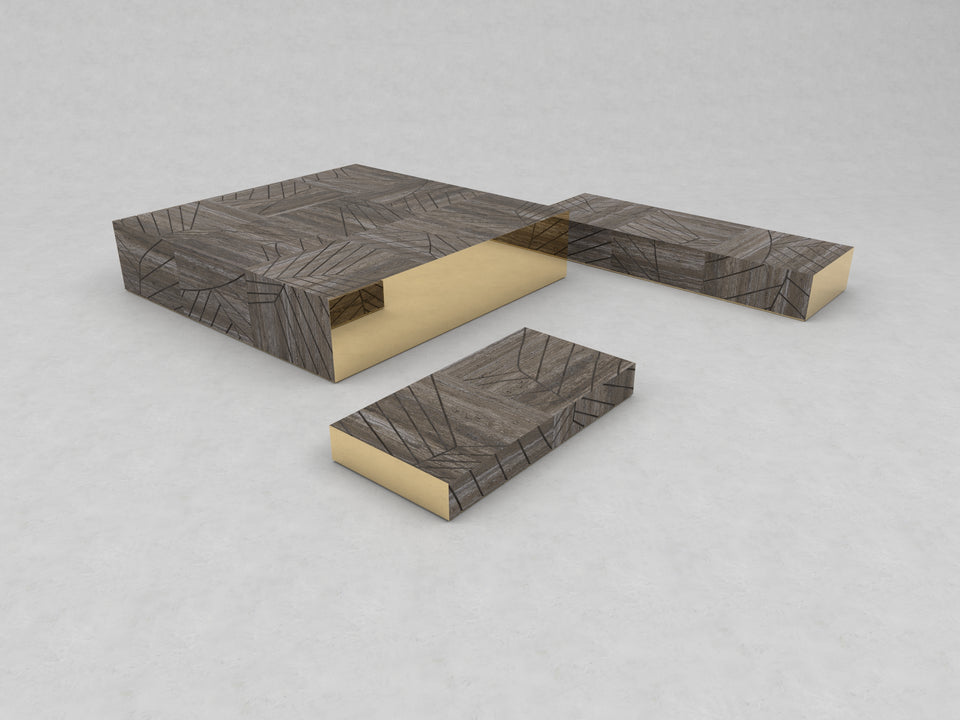 FOGLIE TRAVERTINE TITANIUM AND GOLD S40 - 180, R25 - 180, R15 - 120