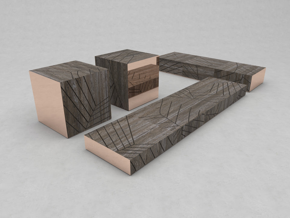 FOGLIE TRAVERTINE TITANIUM AND COPPER R60 - 180, S15, R60 - 120