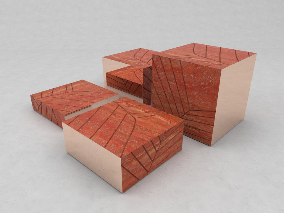 FOGLIE TRAVERTINE RED S60, S40, S25, S15