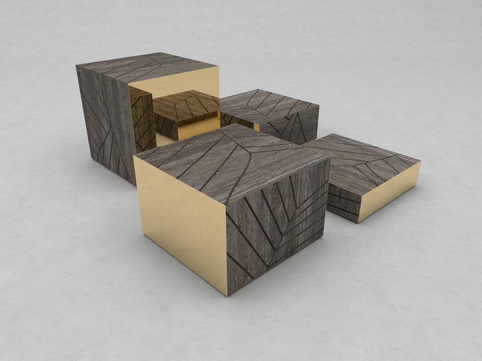 FOGLIE TRAVERTINE TITANIUM AND GOLD S60, S40, S25, S15