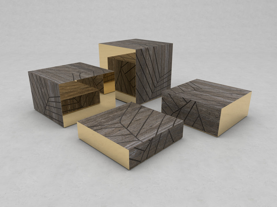 FOGLIE TRAVERTINE TITANIUM AND GOLD S60, S40, S25, S15