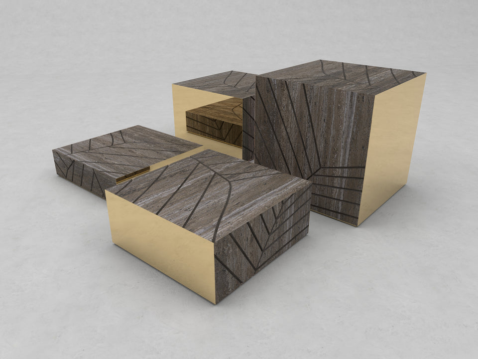 FOGLIE TRAVERTINE TITANIUM AND GOLD S60, S40, S25, S15