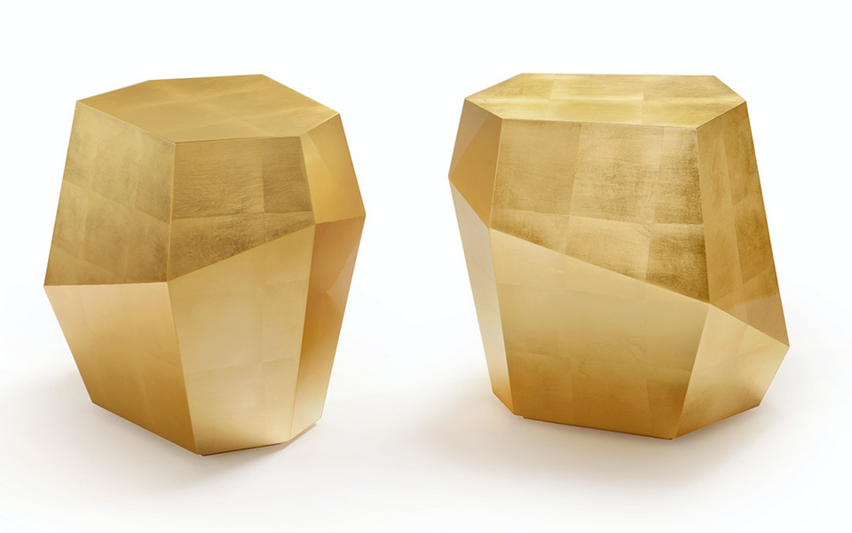 THREE ROCKS GOLD LEAF HIGH SIDE TABLE