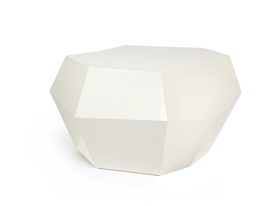 THREE ROCKS WHITE LACQUERED MEDIUM COFFEE TABLE