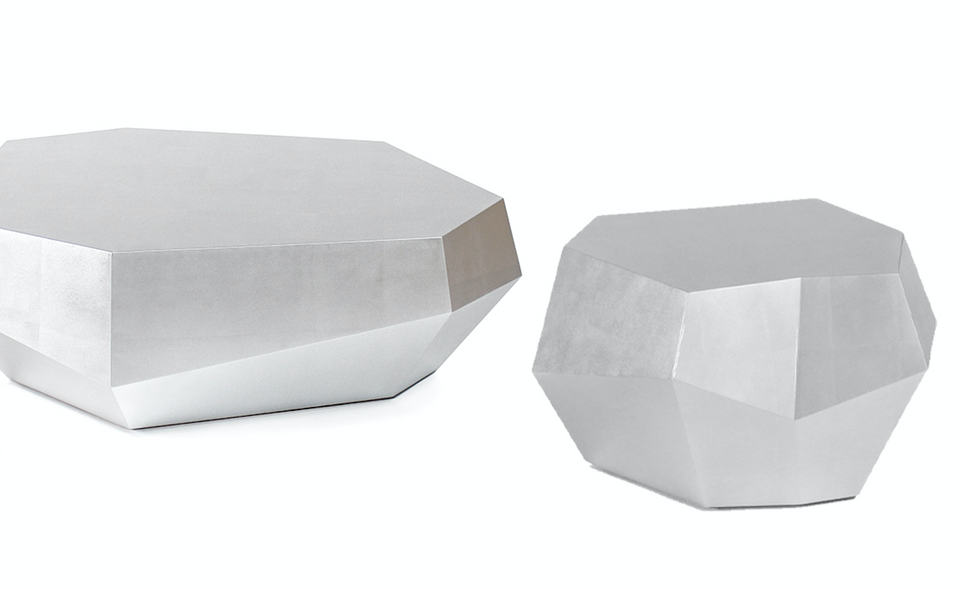THREE ROCKS SILVER LEAF LOW COFFEE TABLE