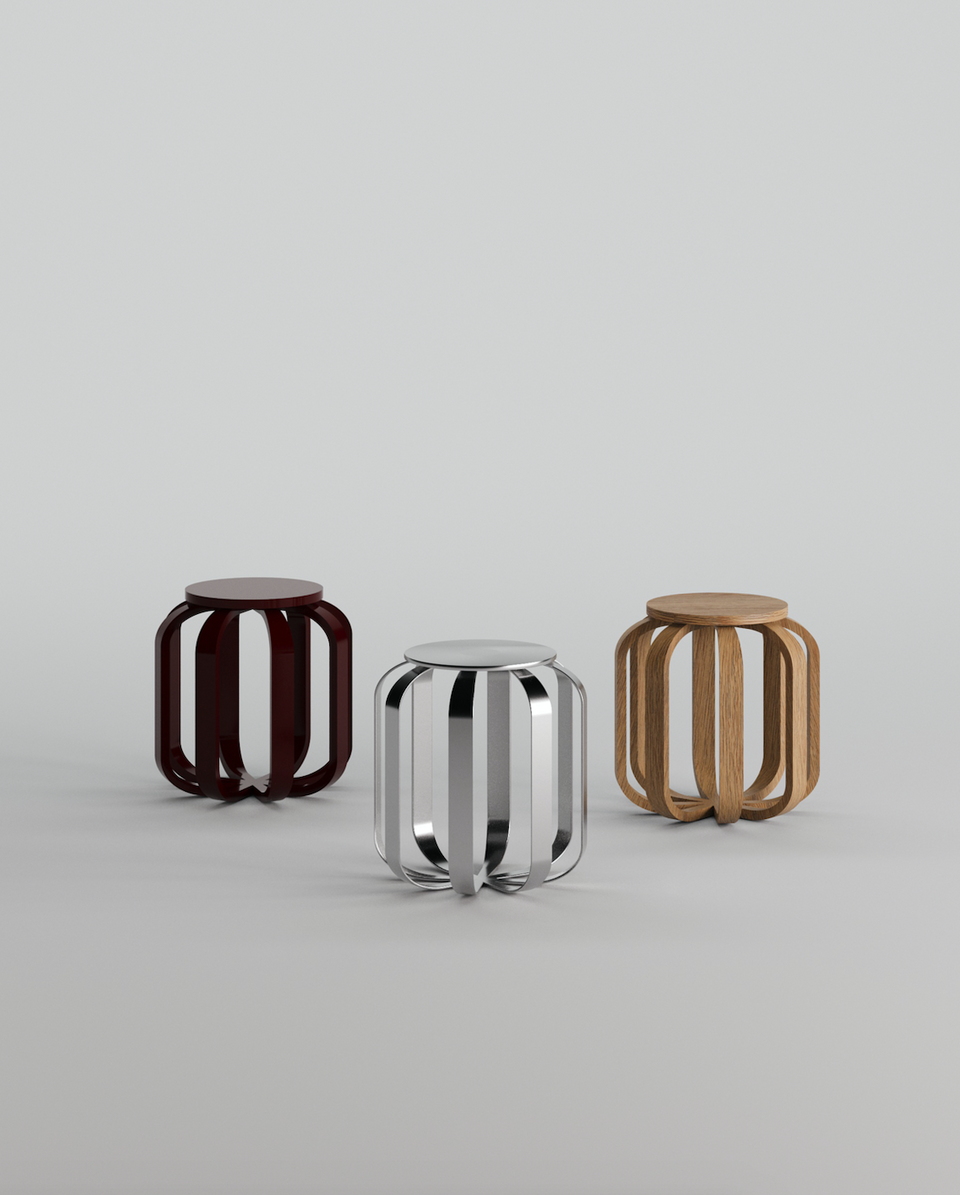 CAGE LACQUER STOOL