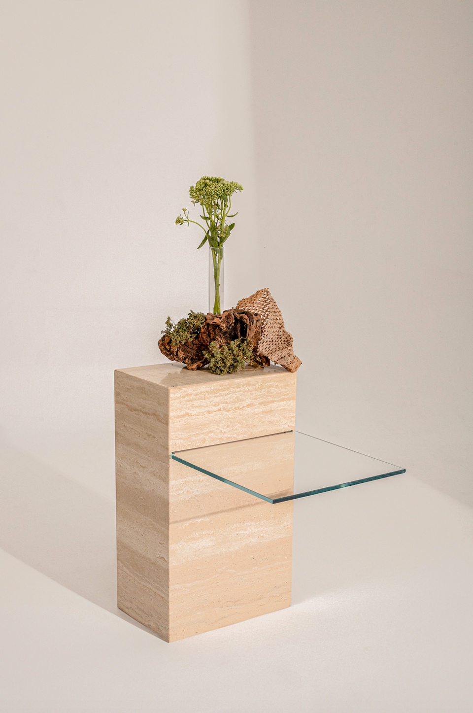 CERES CERES LIGHT TRAVERTINE SIDE TABLE