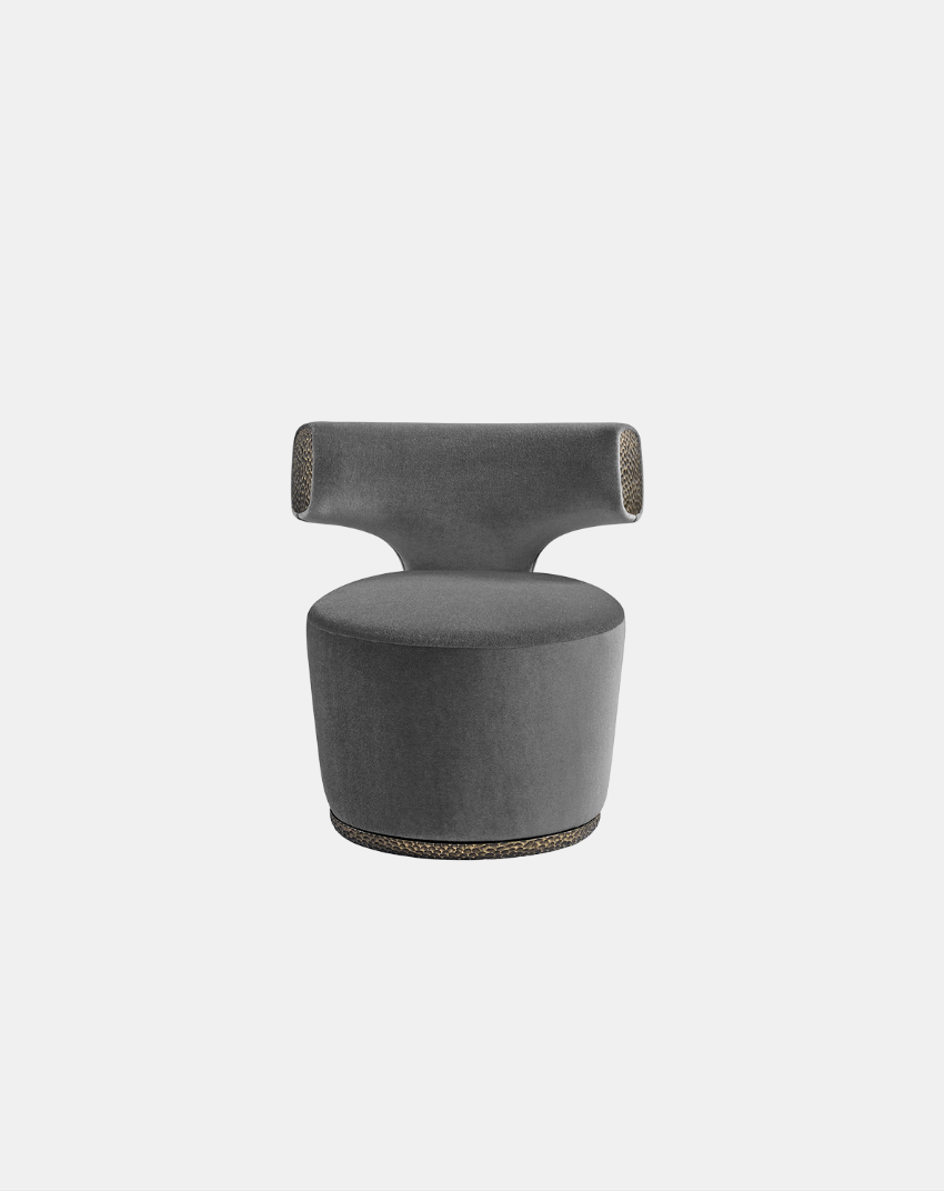 YSABEL LOUNGE CHAIR WITH  SWIVEL METAL TRIM