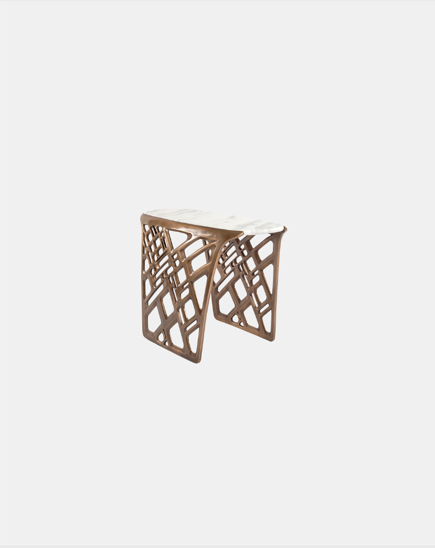 GOSSAMER CARRARA SIIDE TABLE