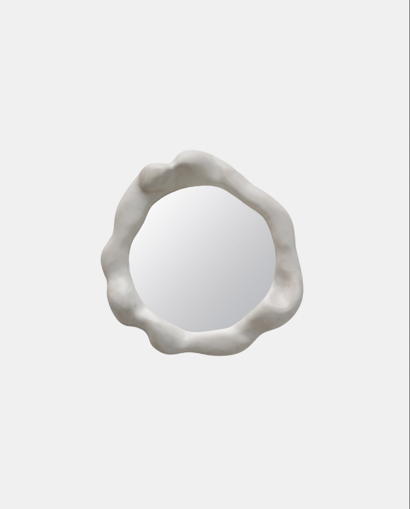 ROUND BLEACHED MAPLE WOOD MIRROR