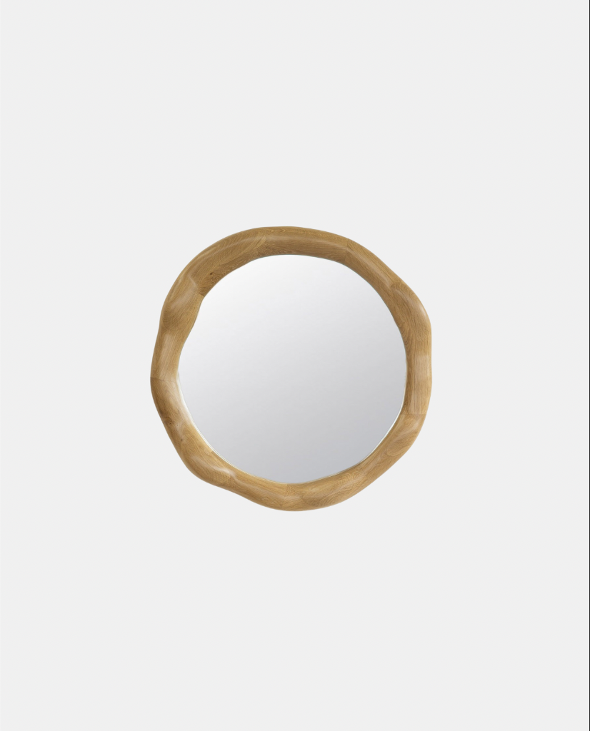 ROUND WHITE OAK WOOD MIRROR