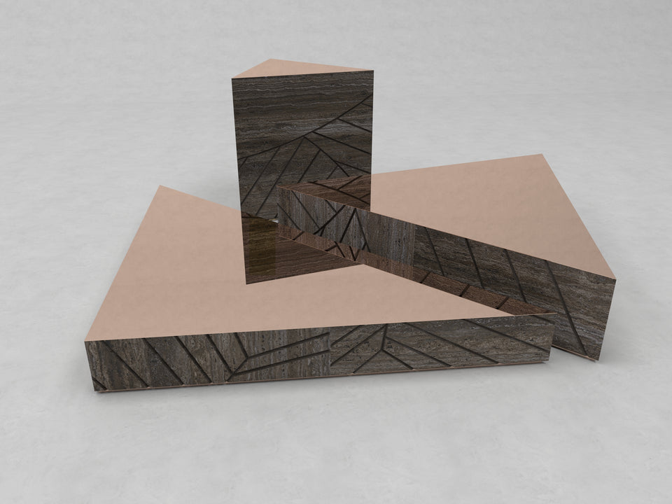 FOGLIE TRAVERTINE TITANIUM AND COPPER T15 - 170 X 120, T60, T25 - 120