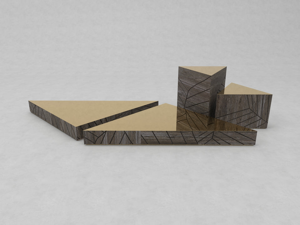 FOGLIE TRAVERTINE TITANIUM AND GOLD T15 - 170 X 120, T60, T40