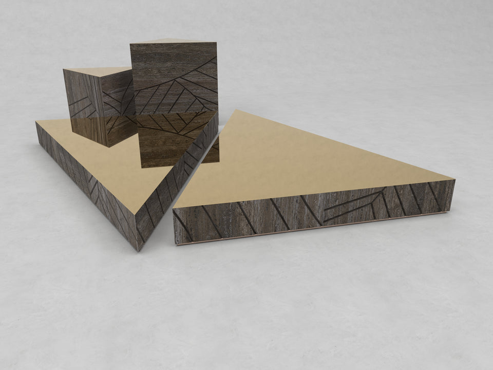 FOGLIE TRAVERTINE TITANIUM AND GOLD T40, T60, T15 - 120 X 170