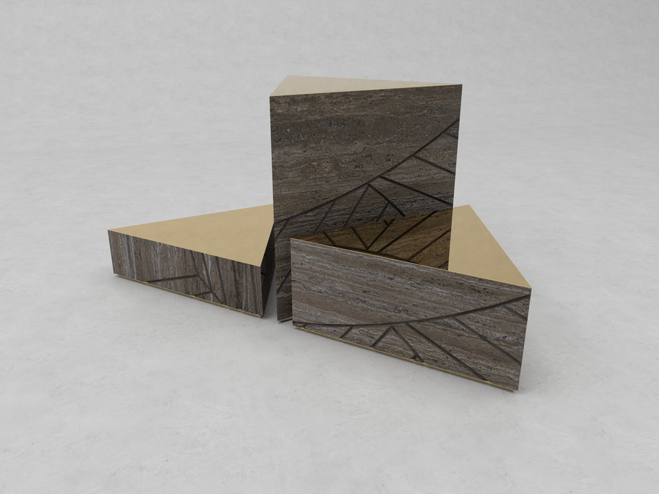 FOGLIE TRAVERTINE TITANIUM AND GOLD T60, T25, T15