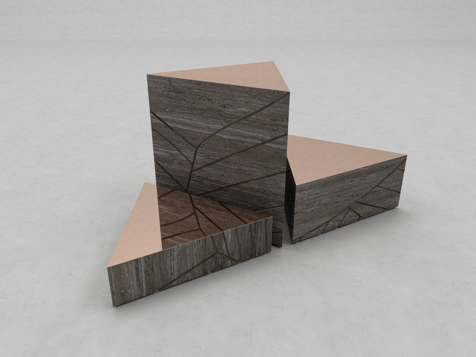 FOGLIE TRAVERTINE TITANIUM AND COPPER T60, T25, T15