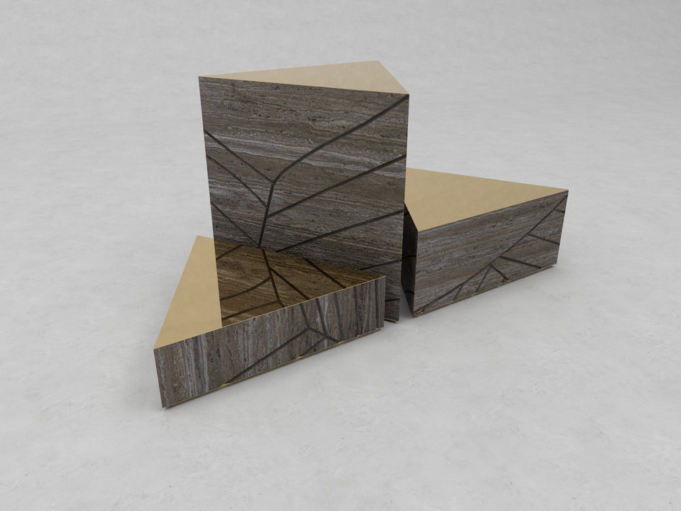 FOGLIE TRAVERTINE TITANIUM AND GOLD T60, T25, T15