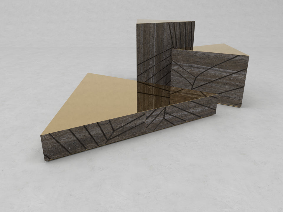 FOGLIE TRAVERTINE TITANIUM AND GOLD T60, T40, T15 - 120