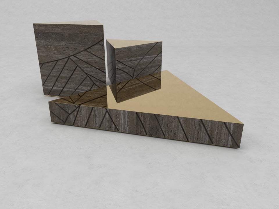 FOGLIE TRAVERTINE TITANIUM AND GOLD T60, T40, T15 - 120