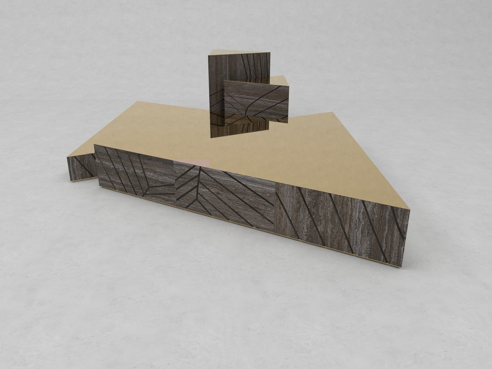 FOGLIE TRAVERTINE TITANIUM AND GOLD T60, T40, T15 - 170, T25 - 170