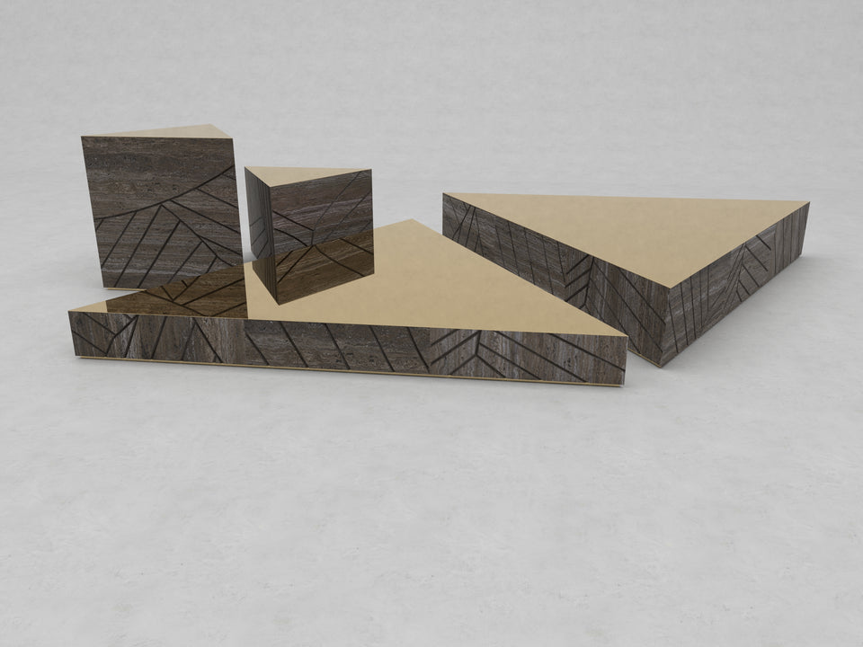 FOGLIE TRAVERTINE TITANIUM AND GOLD T60, T40, T15 - 170, T25 - 170