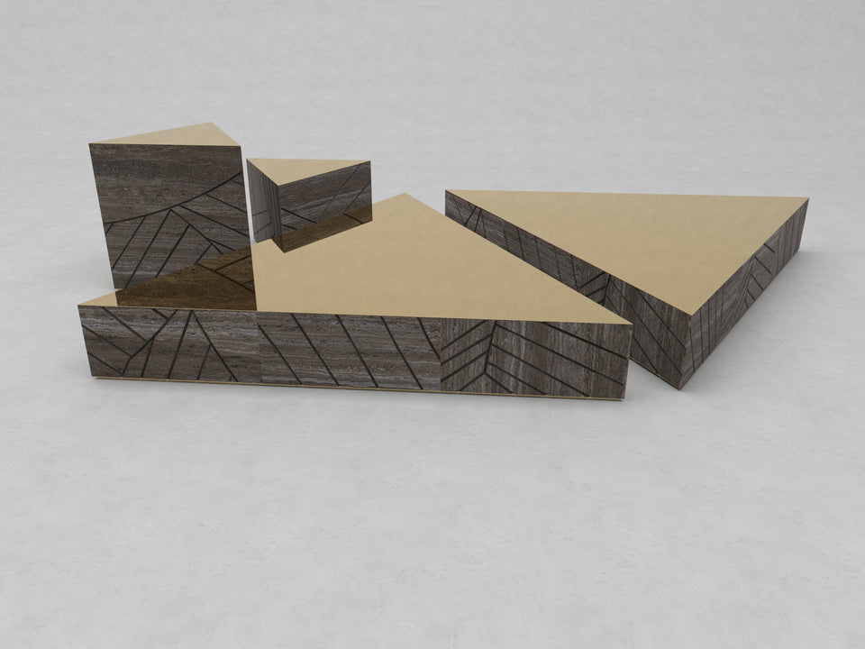 FOGLIE TRAVERTINE TITANIUM AND GOLD T60, T40 ,T25 - 170, T25 - 170