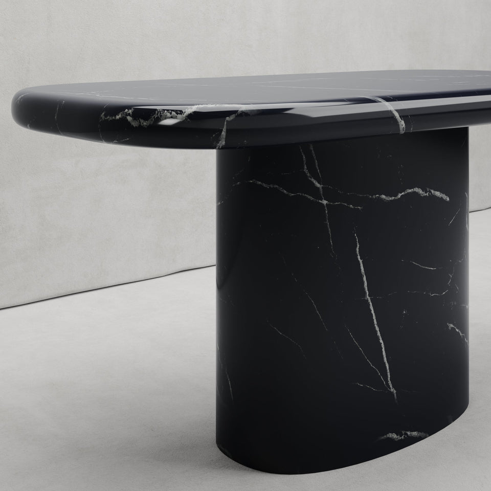FYAZ DINING TABLE IN NERO MARQUINA MARBLE