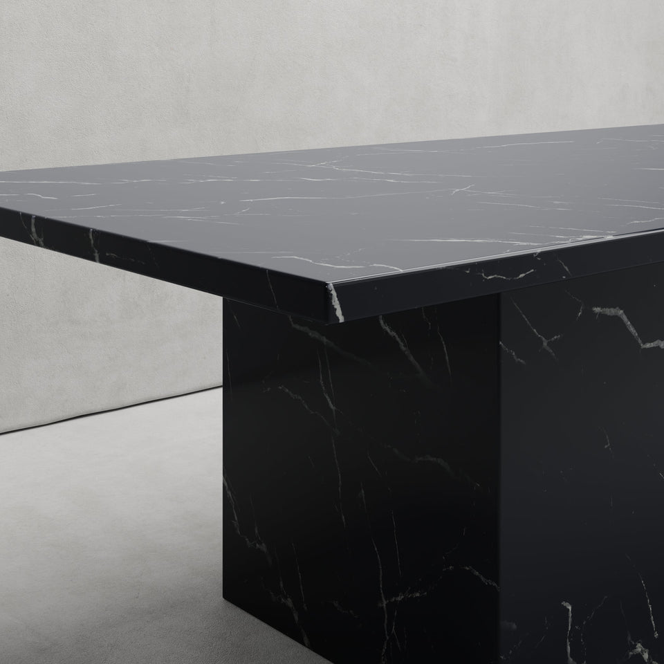 ZAHARA DINING TABLE IN NERO MARQUINA MARBLE