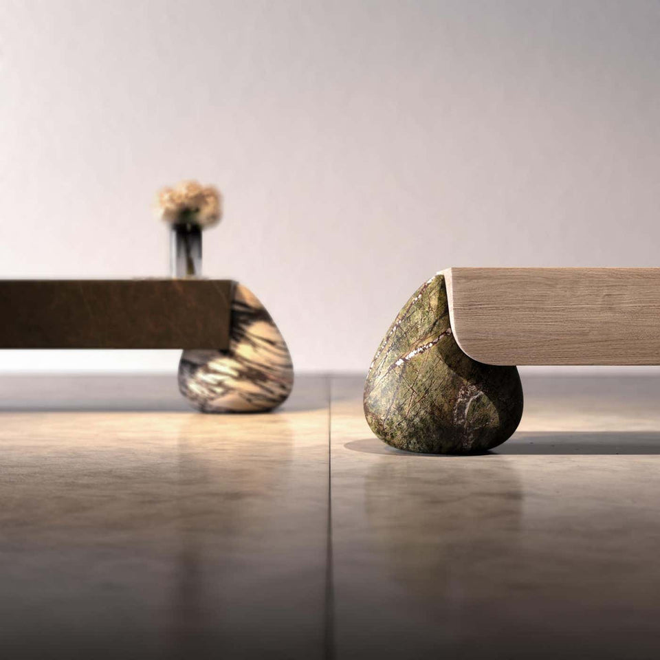 FLINT CALACATTA VIOLA MARBLE BENCH