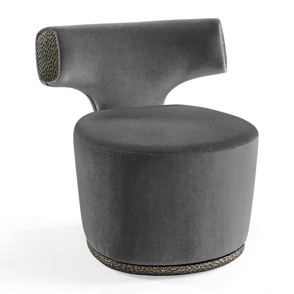 YSABEL LOUNGE CHAIR WITH  SWIVEL METAL TRIM