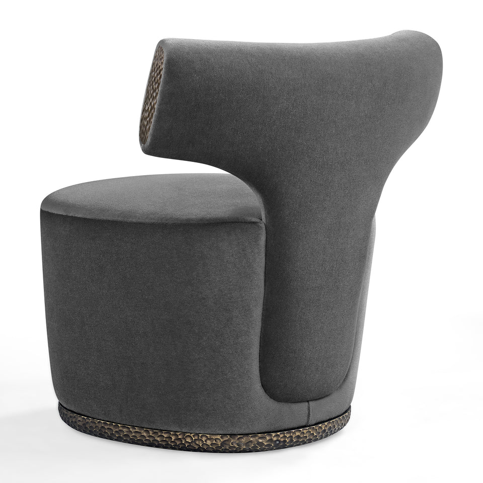 YSABEL LOUNGE CHAIR WITH  SWIVEL METAL TRIM