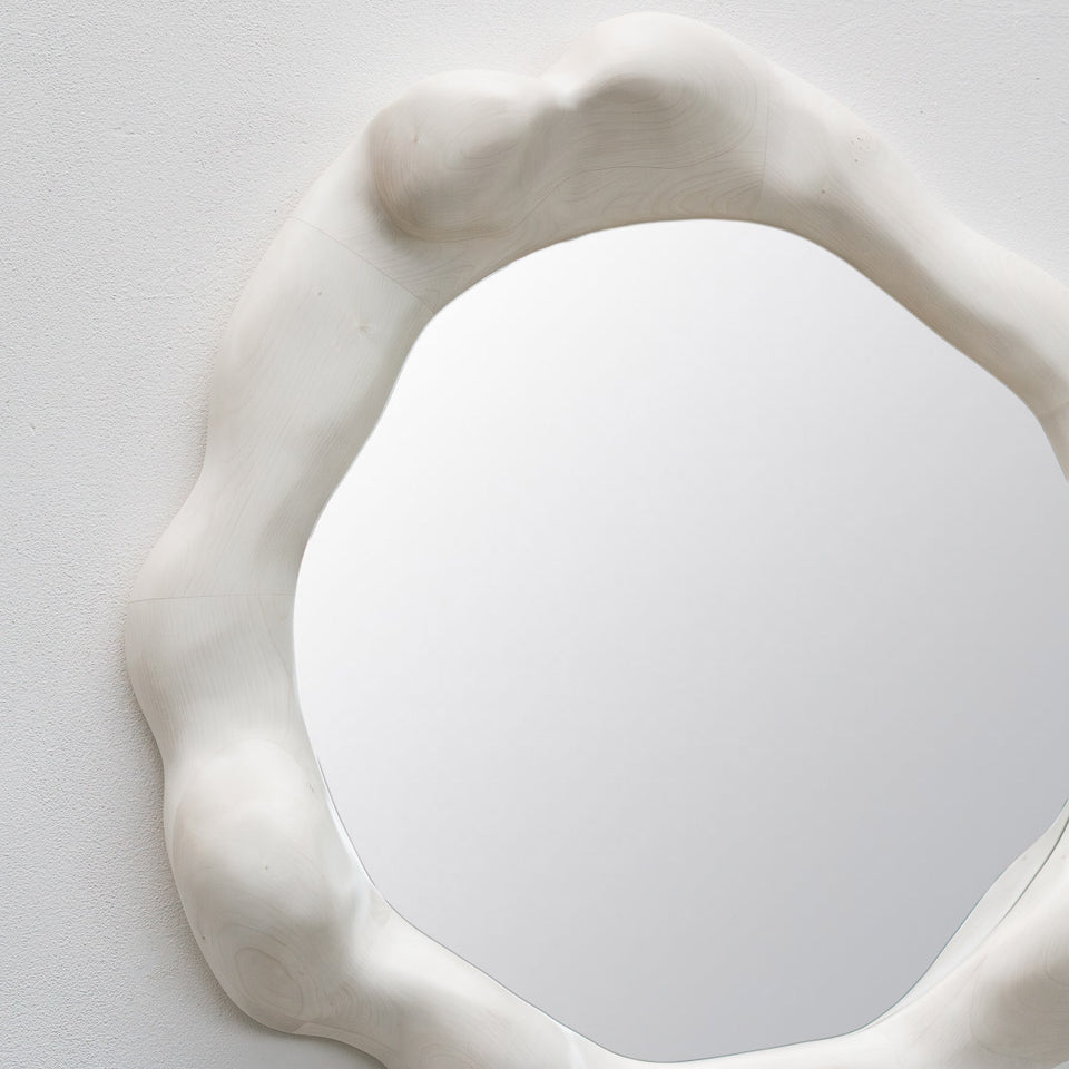 ROUND BLEACHED MAPLE WOOD MIRROR