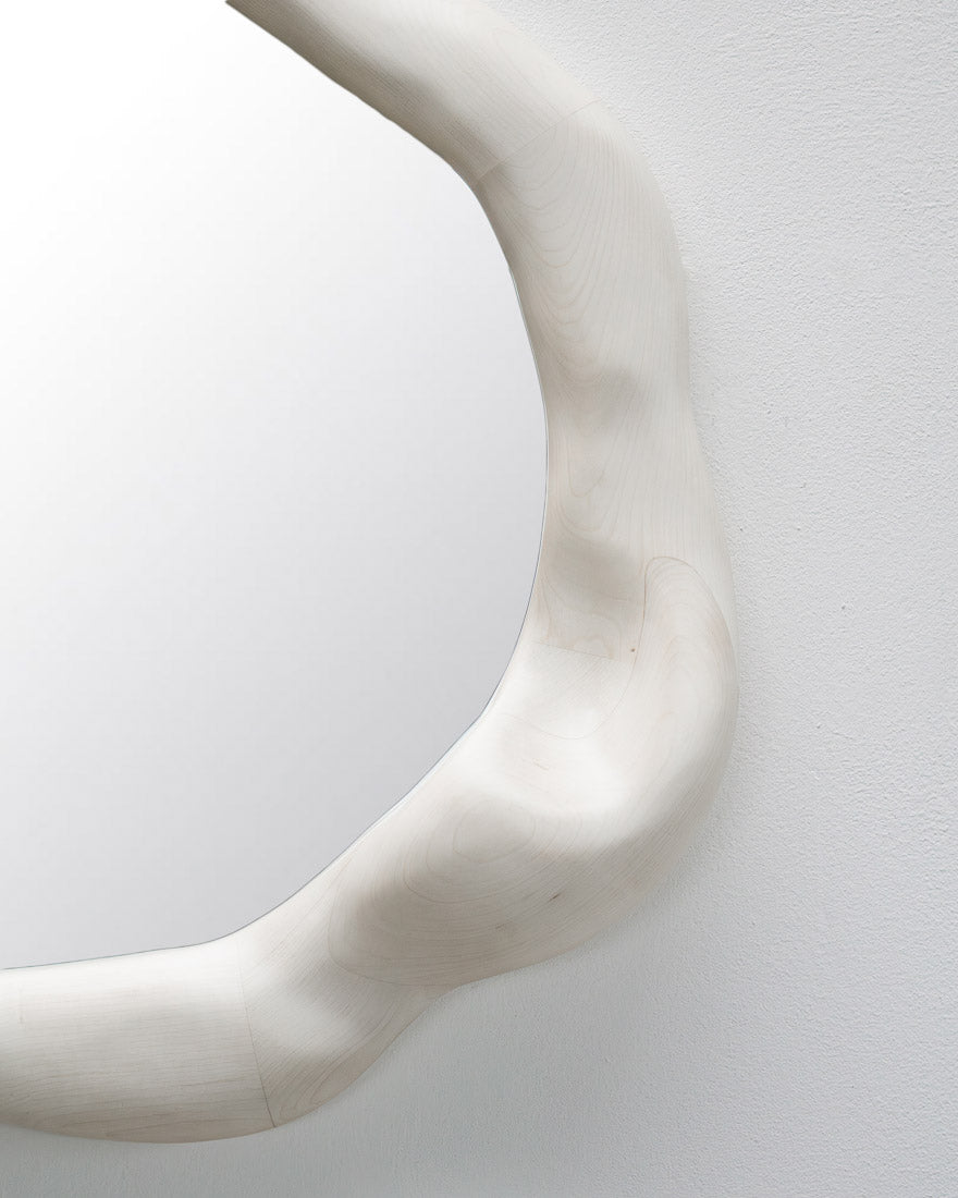ROUND BLEACHED MAPLE WOOD MIRROR